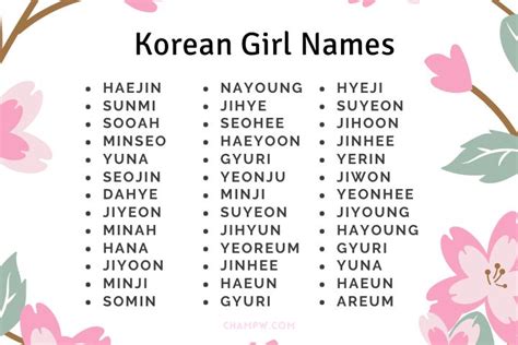 korean girl names